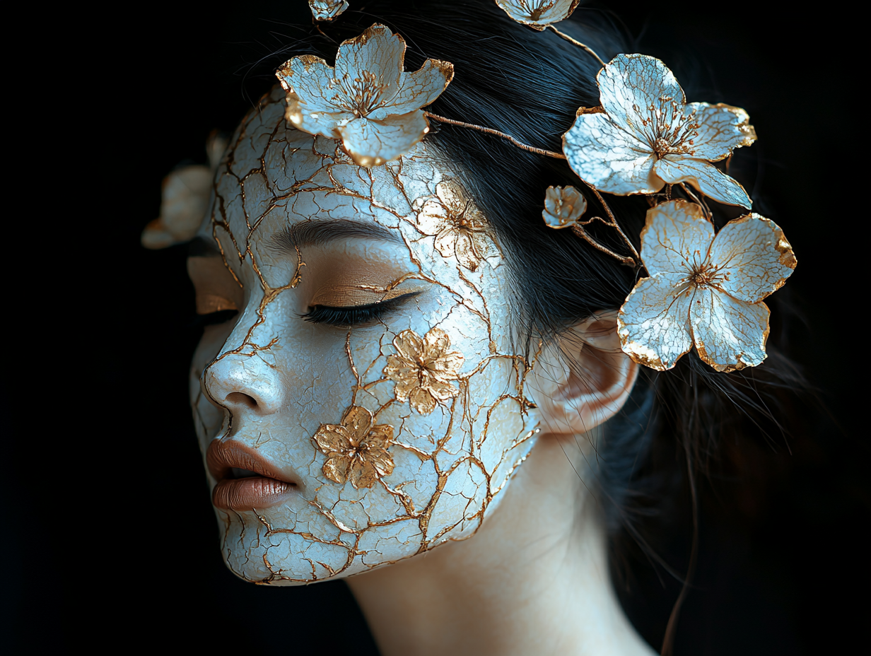 shinemuc_A_beautiful_woman_with_a_make_up_in_a_Kintsugi_vase__aada2bd4-3ea4-47eb-88ba-c5da29009d33_1