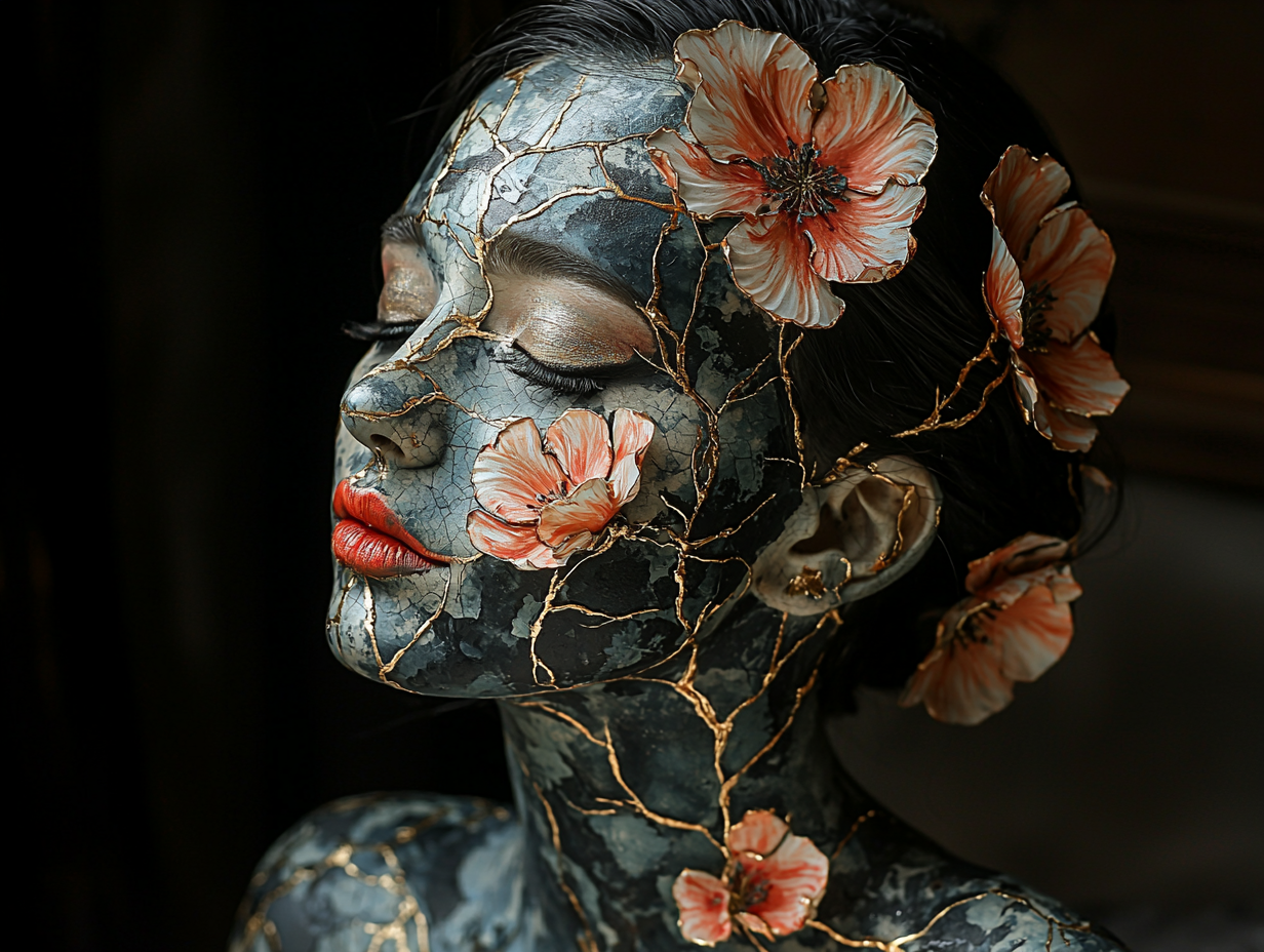 shinemuc_A_beautiful_woman_with_a_make_up_in_a_Kintsugi_vase__aada2bd4-3ea4-47eb-88ba-c5da29009d33_2