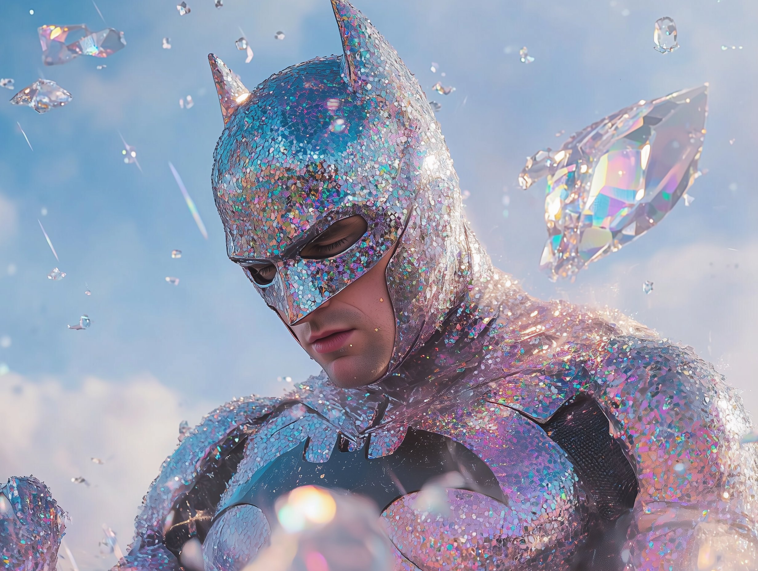 sh1nemuc_Photograph_of_a_sparkly_Batmn_wearing_a_costume_cover_9b0d7dfe-1830-43a3-971f-639321614472