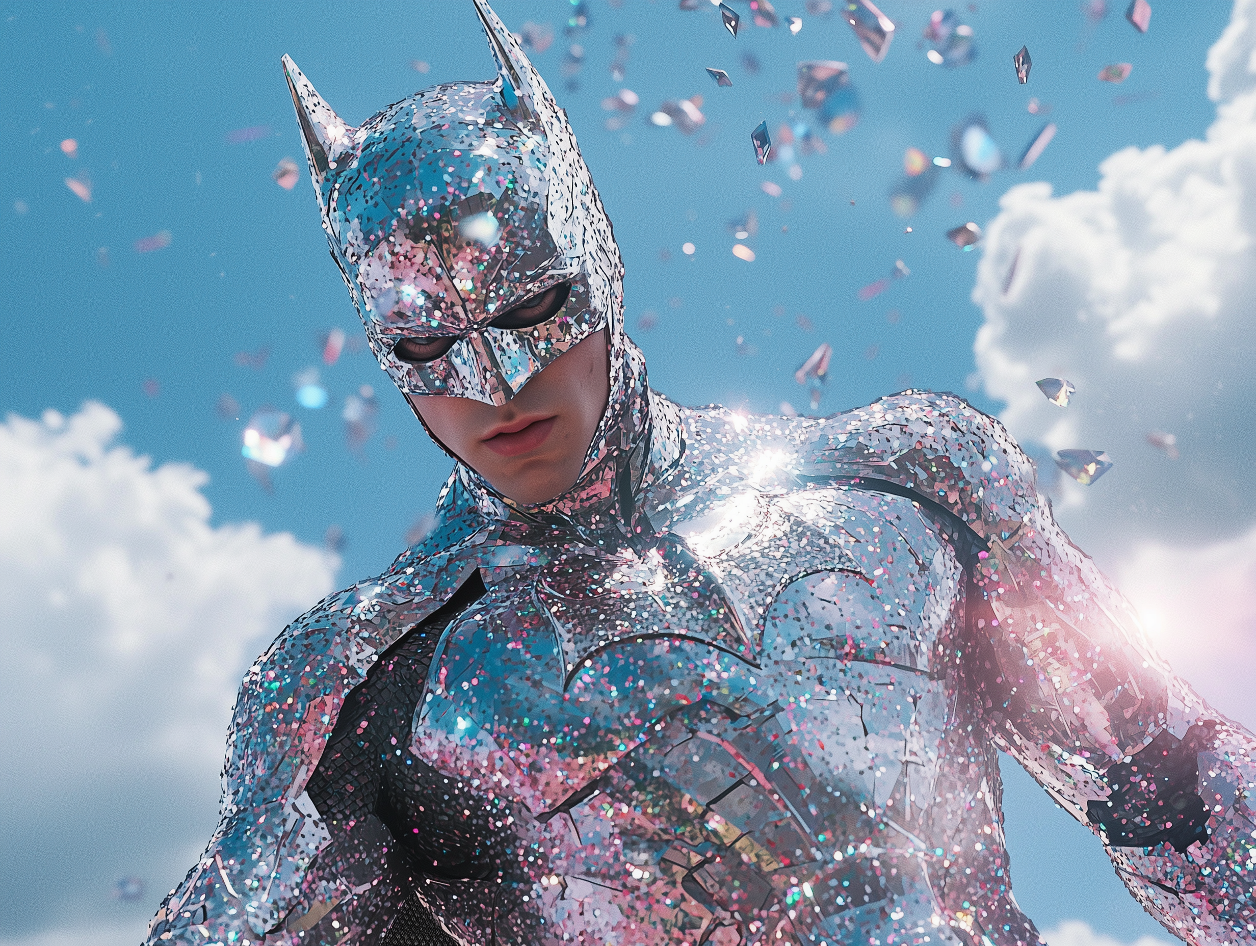 sh1nemuc_Photograph_of_a_sparkly_Batmn_wearing_a_costume_cover_9c7ccbf5-19e1-4921-857c-14dad60980f5