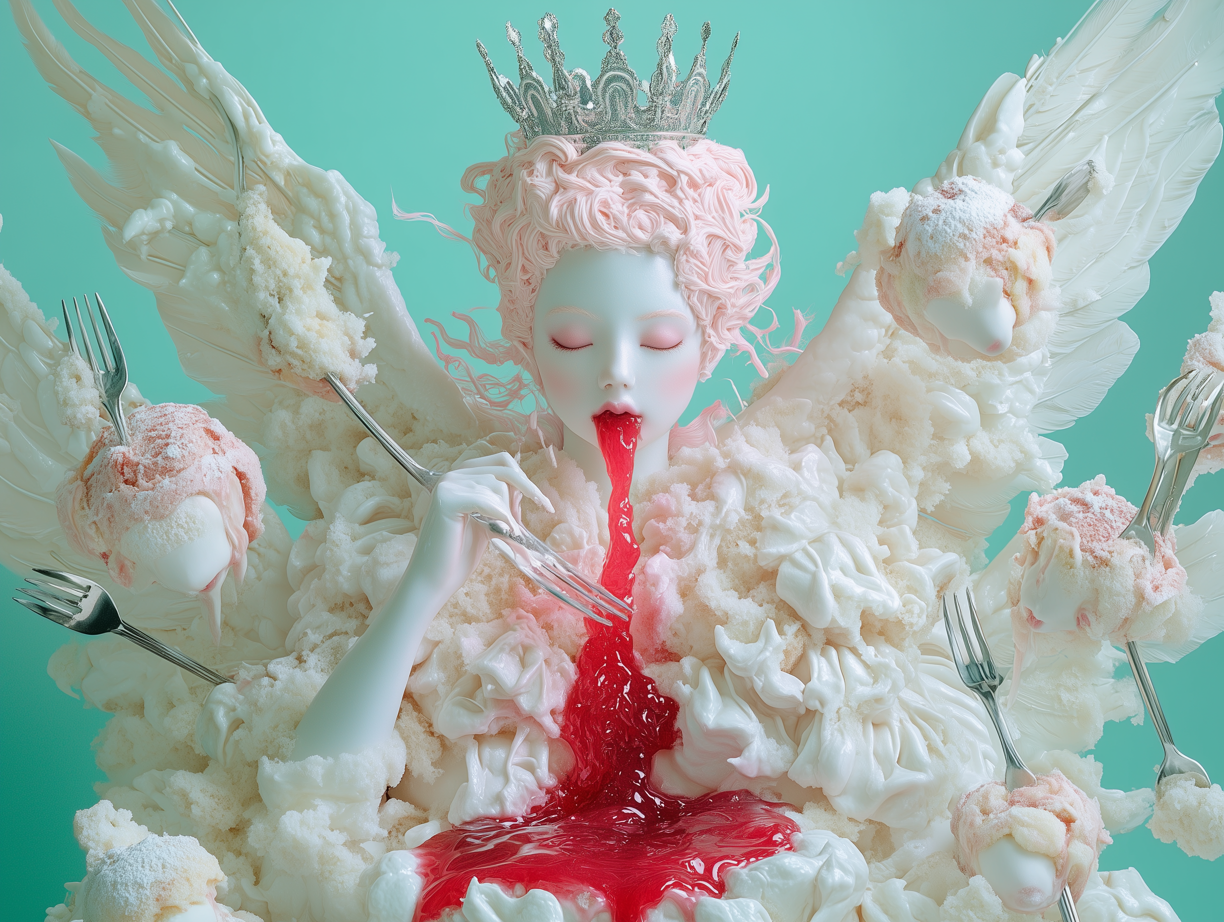 shinemuc_A_cake_in_the_shape_of_an_angel_with_pink_hair_wearing_0dce57f1-c45c-474c-be8a-a95f1bbcea60