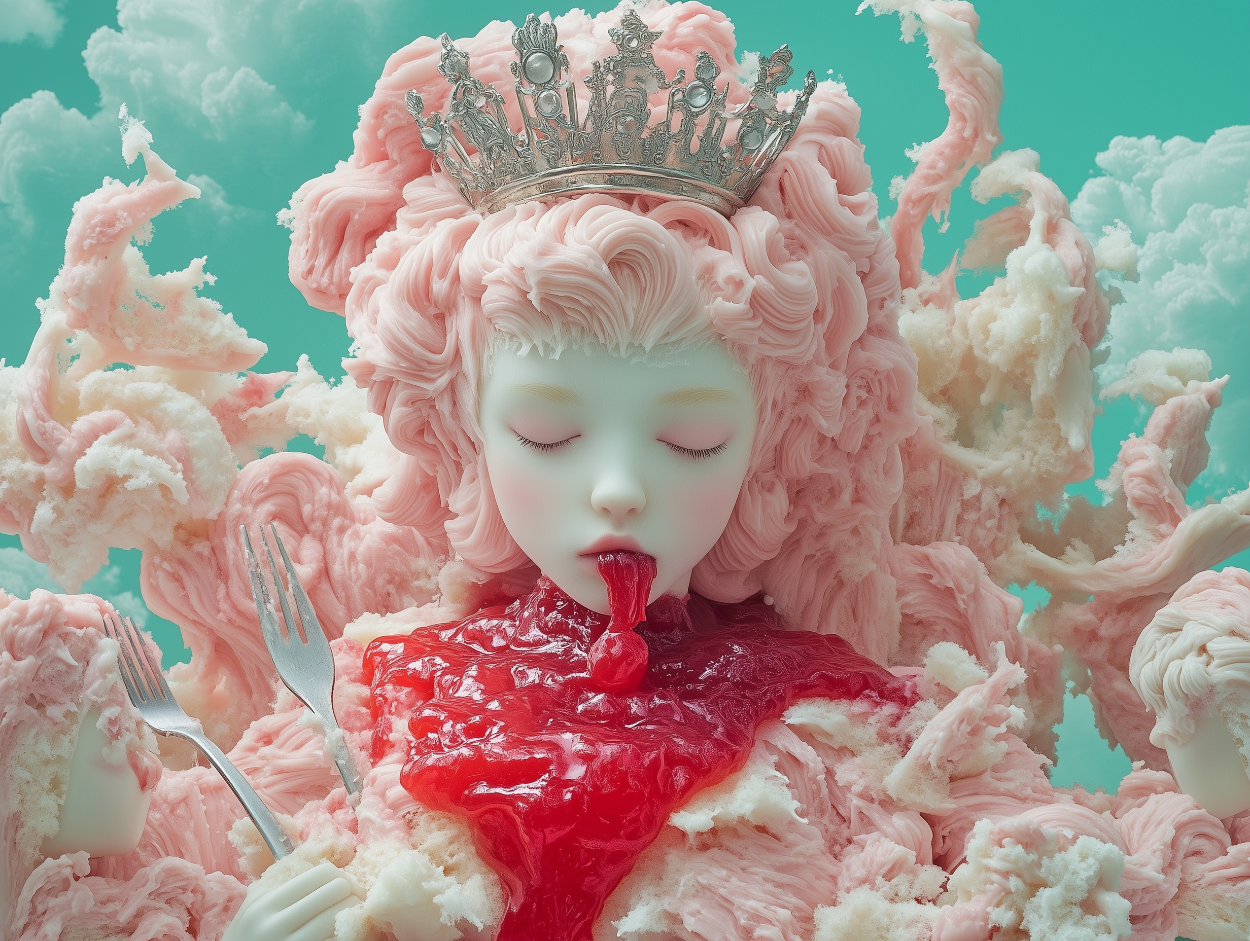 shinemuc_A_cake_in_the_shape_of_an_angel_with_pink_hair_wearing_60c5a4a3-dc8a-41cf-b02d-a40976a05a79